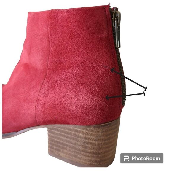 ANTHROPOLOGIE Womens Boots Seychelle Suede Flood Plain Red Booties, Size 7.5 - Picture 11 of 12